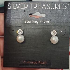 JCPenney Silver Treasures Sterling Silver Pearl Earrings